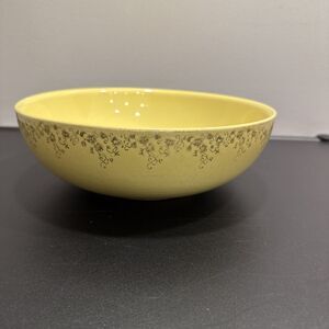 Hall Superior Quality Kitchenware Yellow Gold serving bowl Dish USA Floral 9”